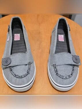 RARE Women's Vans Ashland Light Grey Boat Shoes Nautical Beach Theme Size 7.5